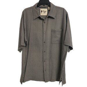 Vintage Silk Houndstooth Button Up Shirt Size XXL